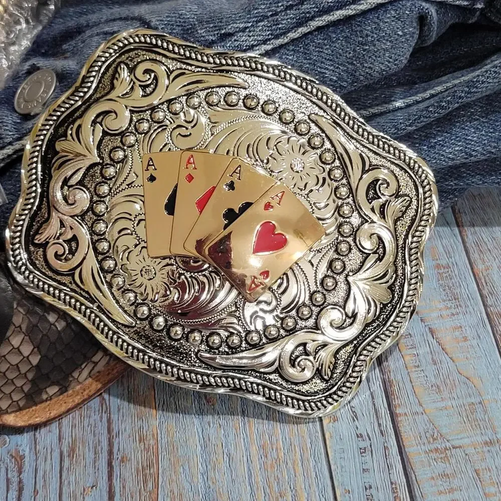 Four aces western belt buckle